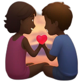 Dos personas enamoradas viendo una puesta de sol emoji