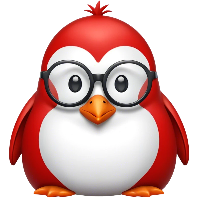 Red penguin with glasses emoji