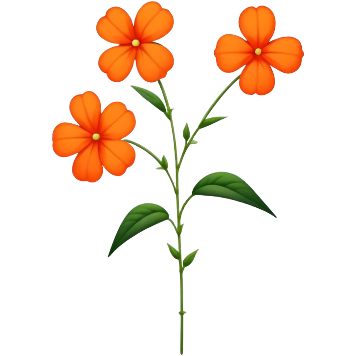 single Orange Impatiens, straight stem emoji