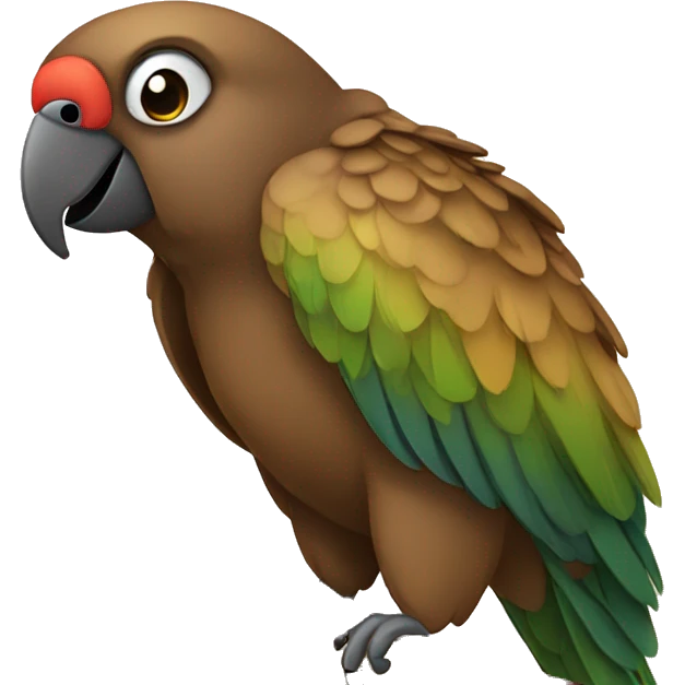 a brown parrot with a bible emoji