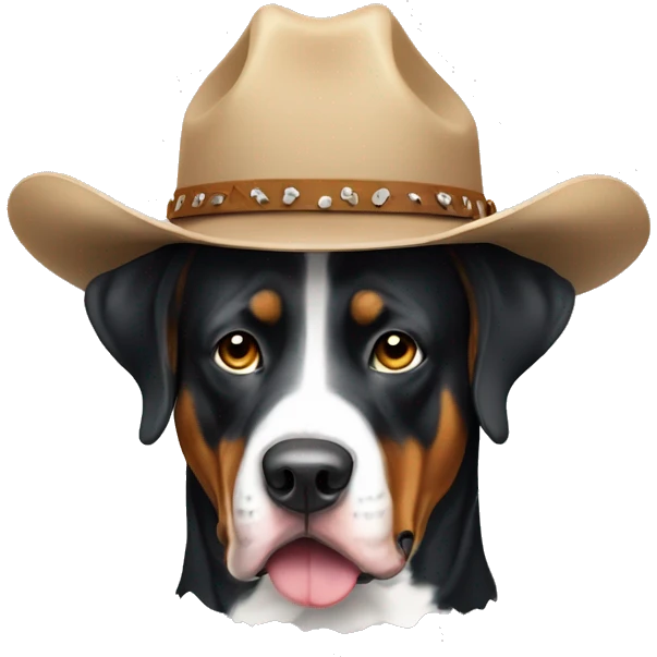 Greaterswiss mountain dog wearing cowboy hat emoji
