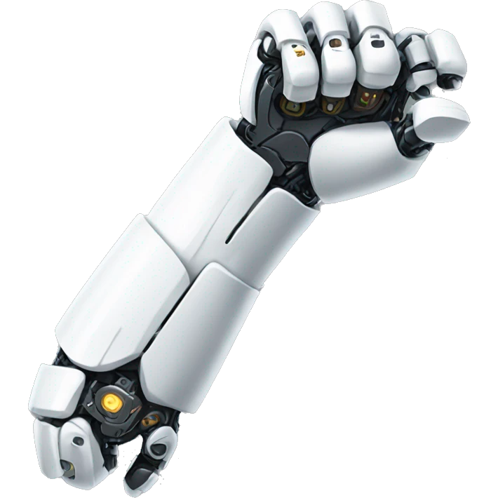 White mechanical cyborg arm and bicep emoji