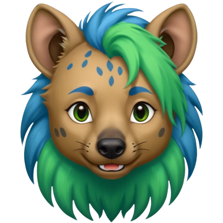 hyena withlongblue and green hair emoji