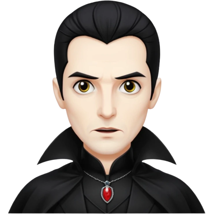 Dracula with black hair, black outfit emoji