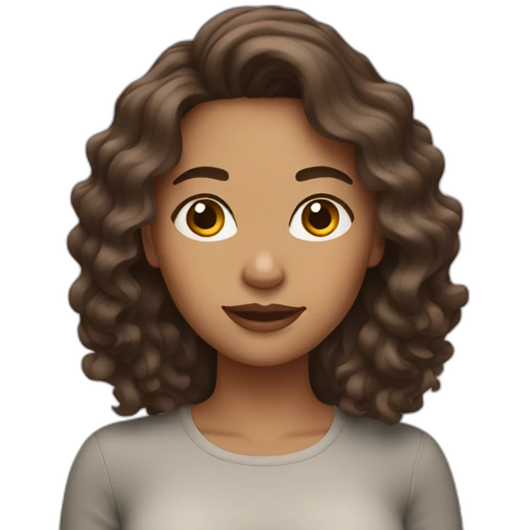 Brunette woman wavy hair emoji