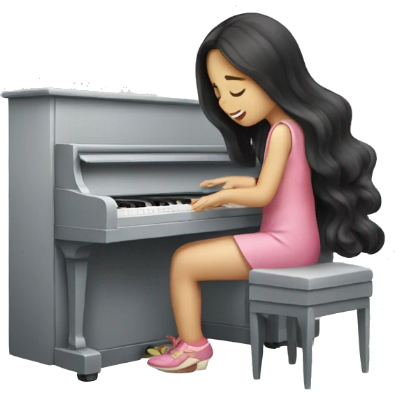 Asian girl long hair playing piano emoji