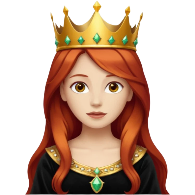 red-haired long hair princes with crown mustace. dark outfit emoji