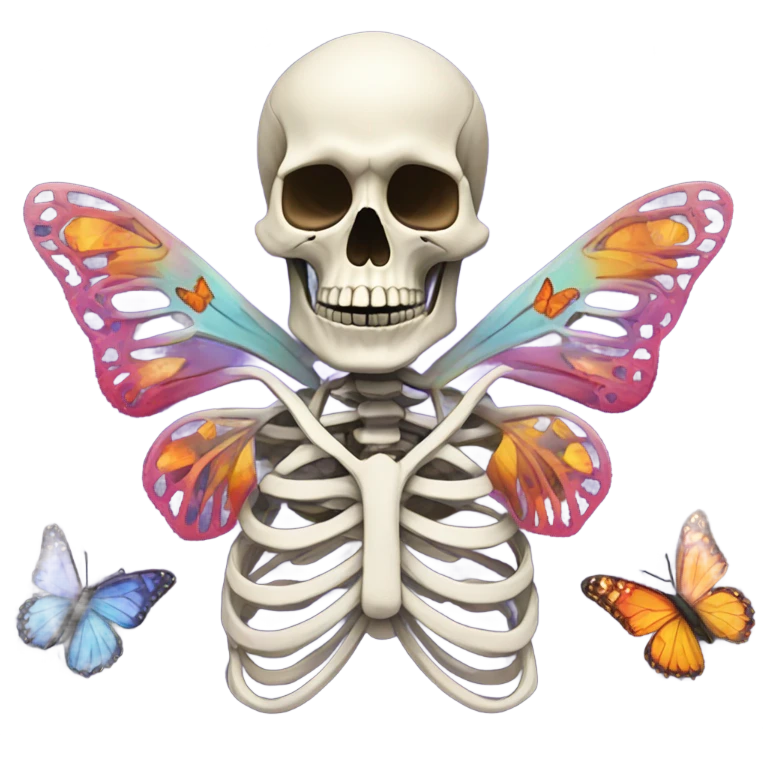skeleton body + batterflies = love  emoji