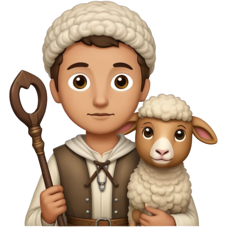 A shepherd with a staff and a sheep emoji