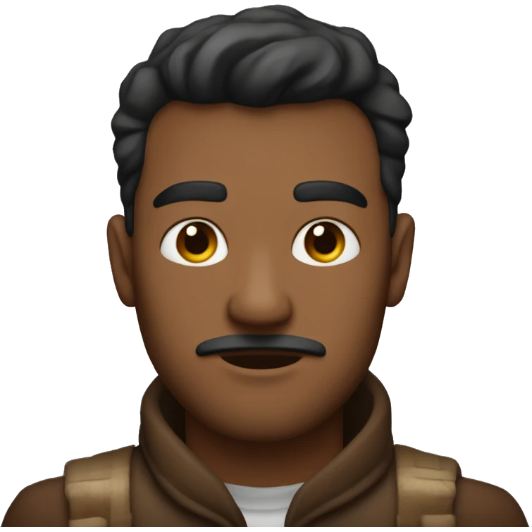 intense brown-eyed solo man con chaleco antibalas  emoji