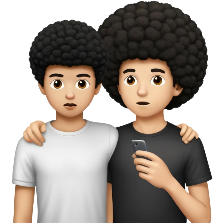 A young boy of 16 years old sucks the cock of another boy who has an afro emoji