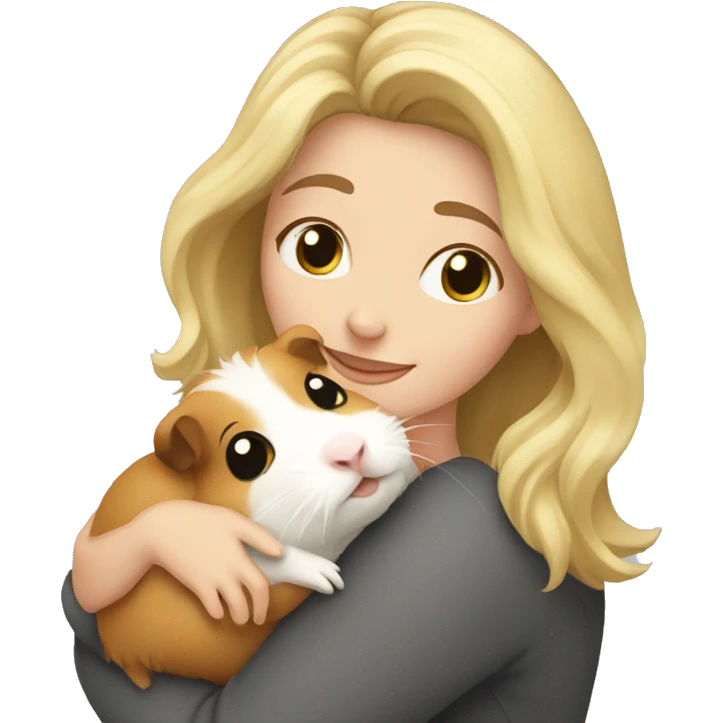 Blonde Woman hugging a guineapig emoji