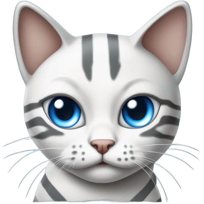 Angry white and gray striped cat with blue eyes and gray tip ears emoji