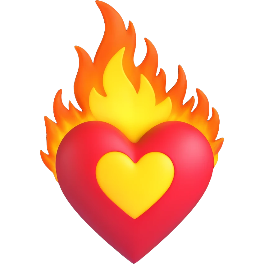 Cœur en feu avec u emoji
