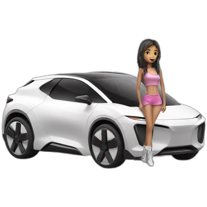 Futuristic Car with girl emoji