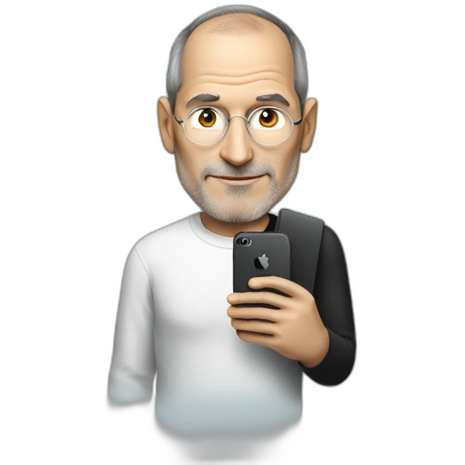 steve jobs with an iphone in his hand emoji