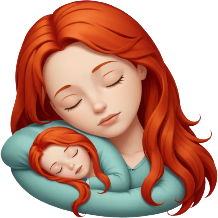 Red long hair girl sleeping emoji