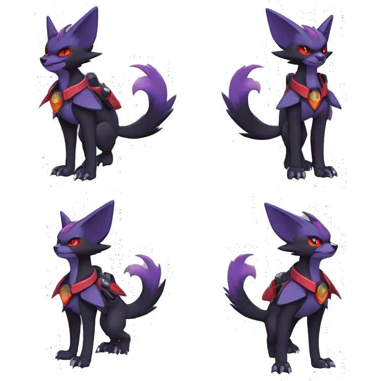  Black Red Purple Kawaii Cool Anime Nargacuga-Noivern-Noibat-Litten-Zorua-Zoroark-Fakemon-fusion harness collar full body  emoji
