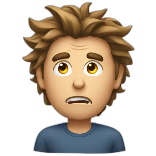 An angry man that His hands are between his hairs and want to pull his hairs strongly emoji