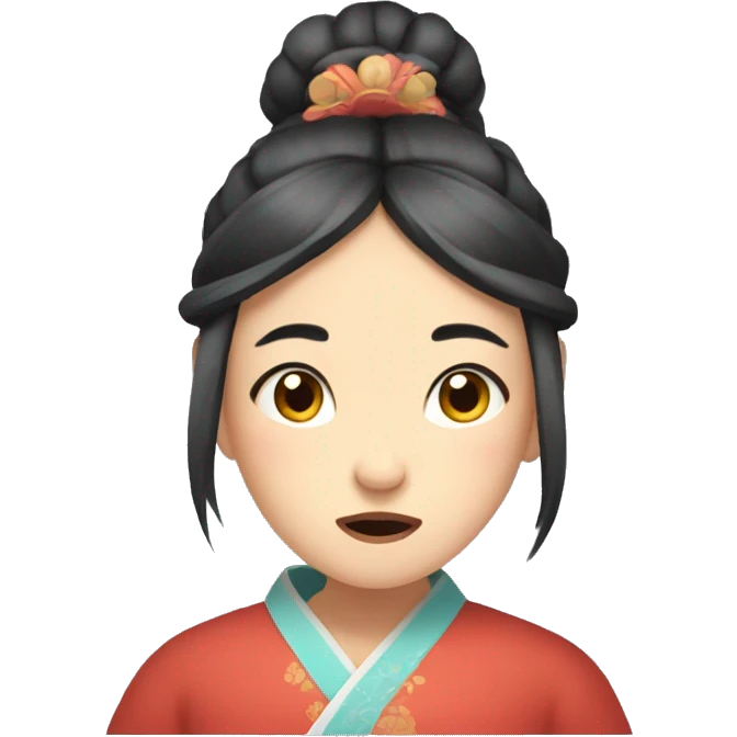 Flat illustration,A lovely ancient Chinese girl，frustrated expression  emoji