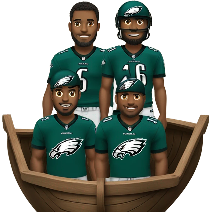 Philadelphia Eagles standing on a wooden ship emoji