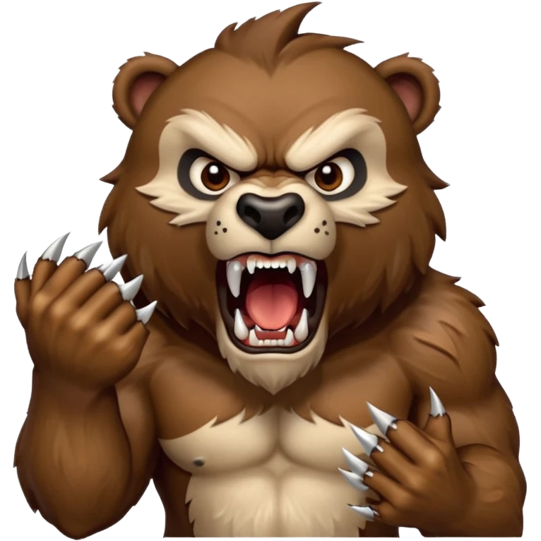 angry werebear with roaring with claws out emoji