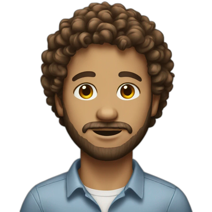 IT guy brown curly hair small beard emoji