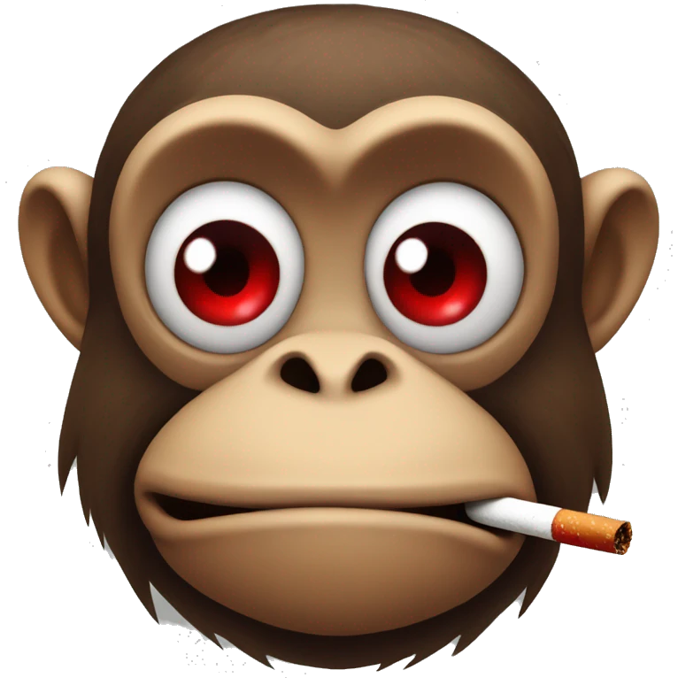 Monkey with red eyes and brown cigarette in mouth emoji