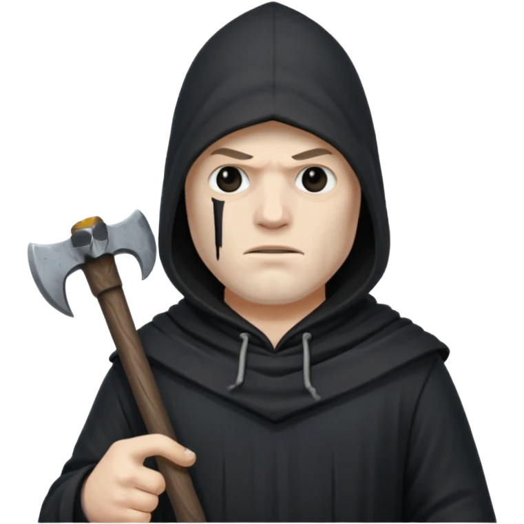an executioner with a black hood and an axe in his hand emoji