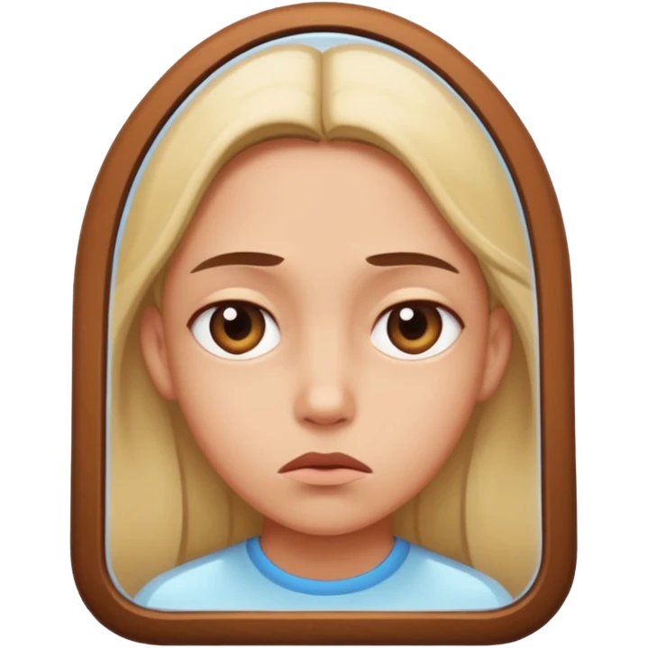 inseguridad corporal: una silueta humana mirando su reflejo con una expresión de duda o tristeza emoji