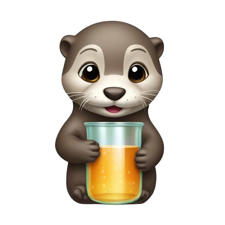 Cute otter holding beaker emoji