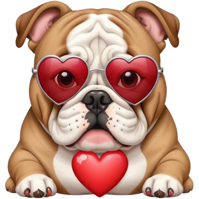 Face of a Bulldog with heart shaped sunglasses emoji