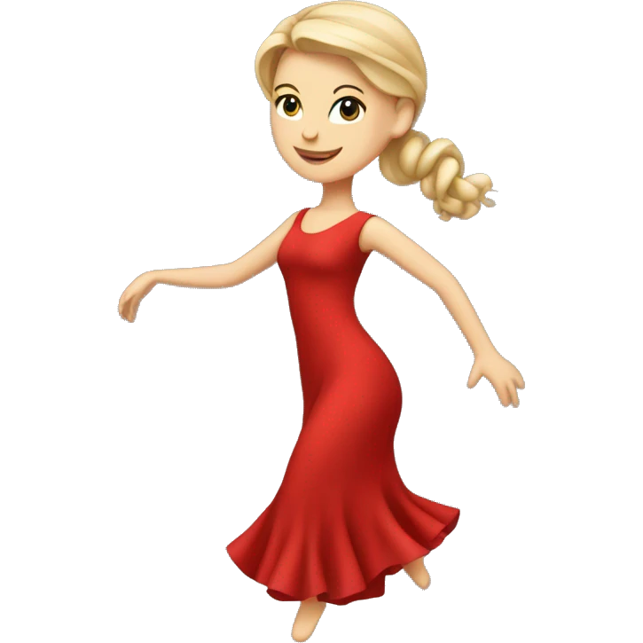 elegant white girl dancing in  red dress emoji