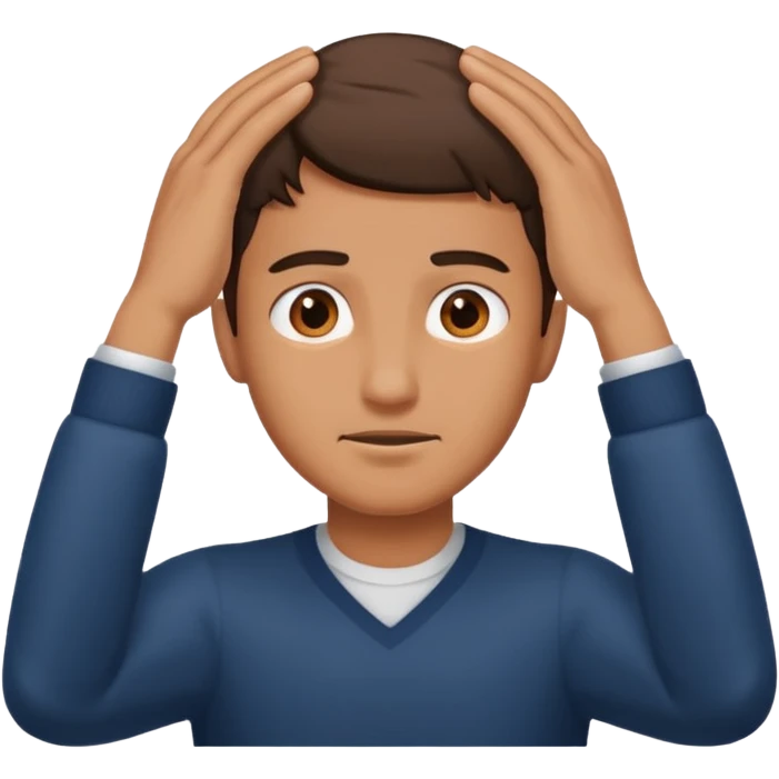 decision gesture man hands on top of the head emoji