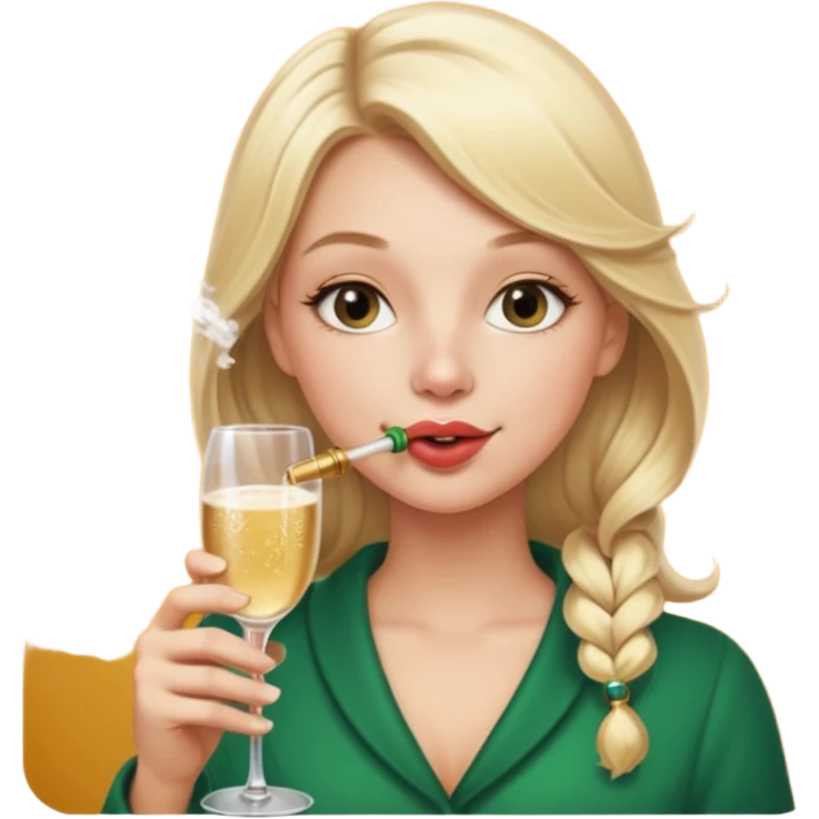 A beautiful girl with blonde hair with a festive pipe in her mouth emoji