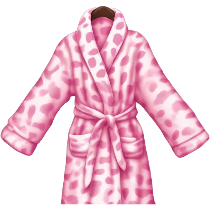 Pink robe with white Cheetah print ￼￼ emoji
