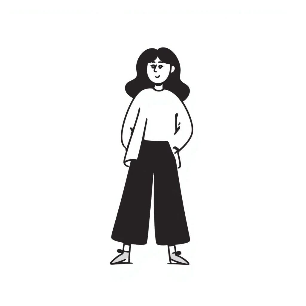 Hand-drawn figure in casual clothing, standing pose emoji