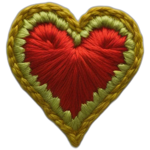 embroidery in the shape of a heart emoji