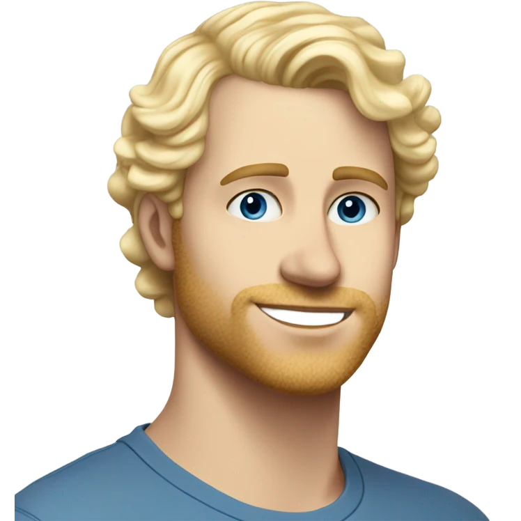 3/4 profile light curl blonde 30yo man blue eyed pale skin emoji