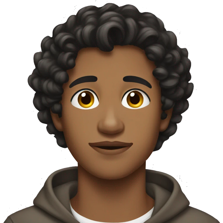 Create a brown young 19 yo man sleeping beauty black curly hair emoji