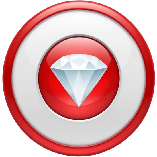 diamond CD emoji in minimalist style, red and white emoji