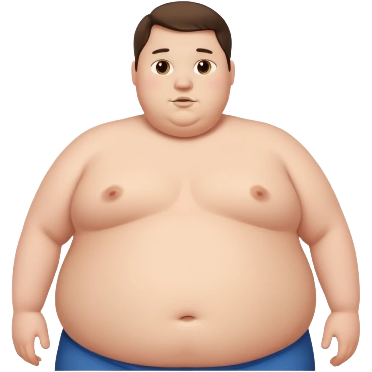obese 20 year old brunette white male with large bare belly showing emoji