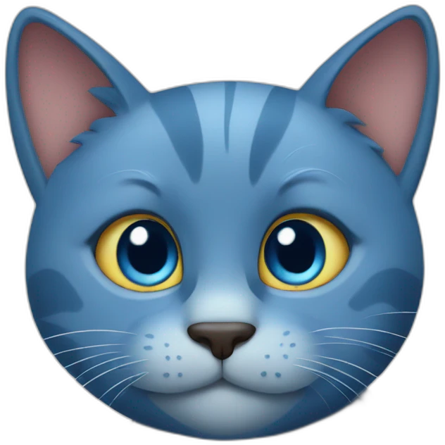 blue cat with big hearth emoji