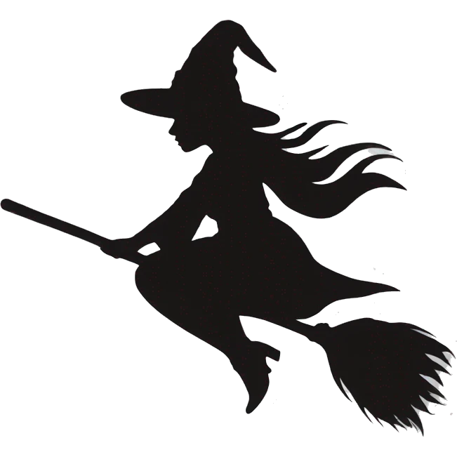 a witch on a broom silhouette emoji