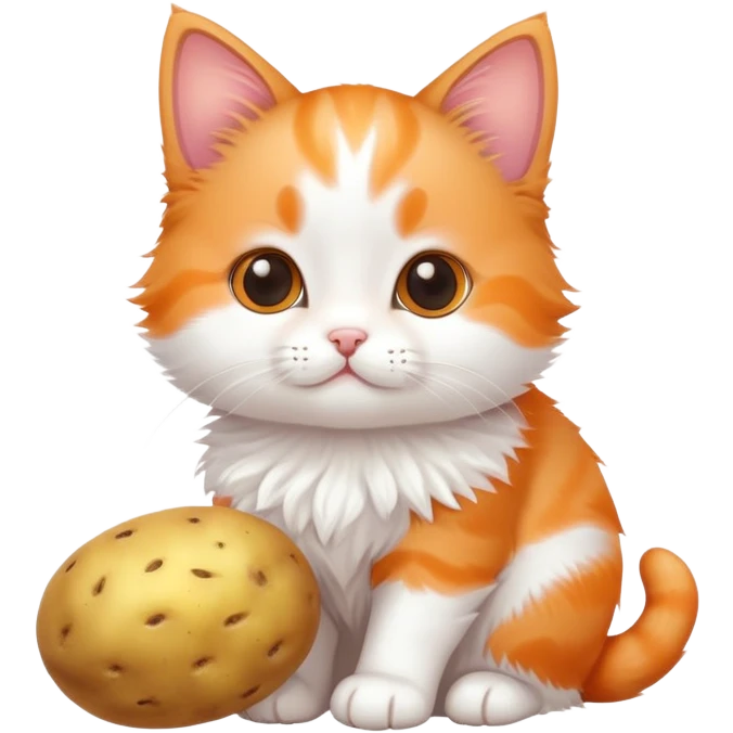 a cute kitten with a potatoe emoji