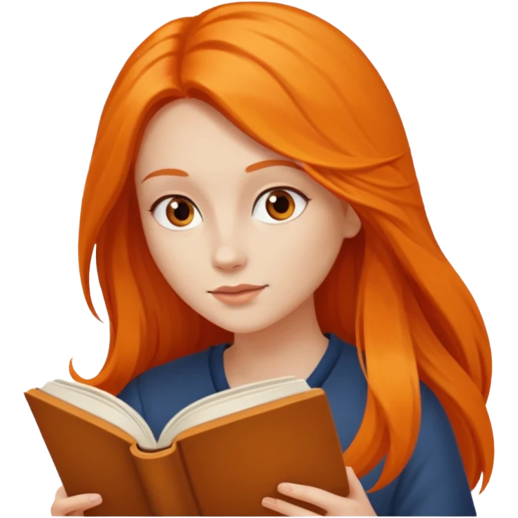 orange long hair woman reading emoji