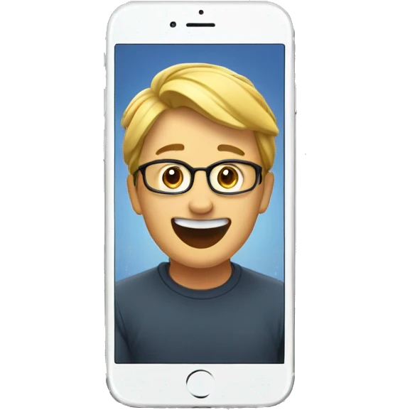 profile jumps out of phone. happy. emoji