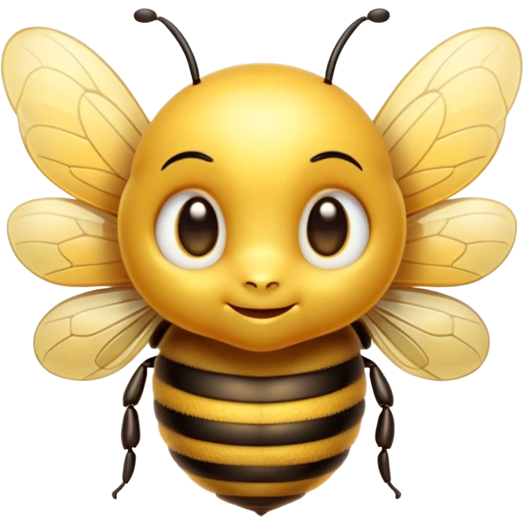 Cinematic Cute Bee Portrait Emoji, Head tilted playfully and inquisitively, featuring a delightfully small, fuzzy body with bright, shimmering eyes and adorable, delicate wings, Simplified yet irresistibly adorable features, highly detailed, glowing with a warm, inviting glow, high shine, affectionate and lively, stylized with a touch of whimsical honeyed charm, soft glowing outline, capturing the essence of a mischievous bee that seems as if it could buzz out of the screen into your arms! emoji