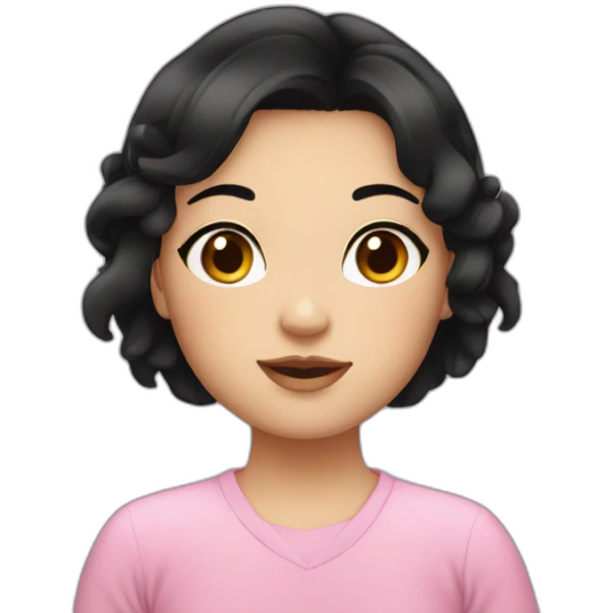 Chubby girl black hair pretty emoji