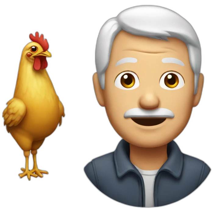 old man with chicken emoji